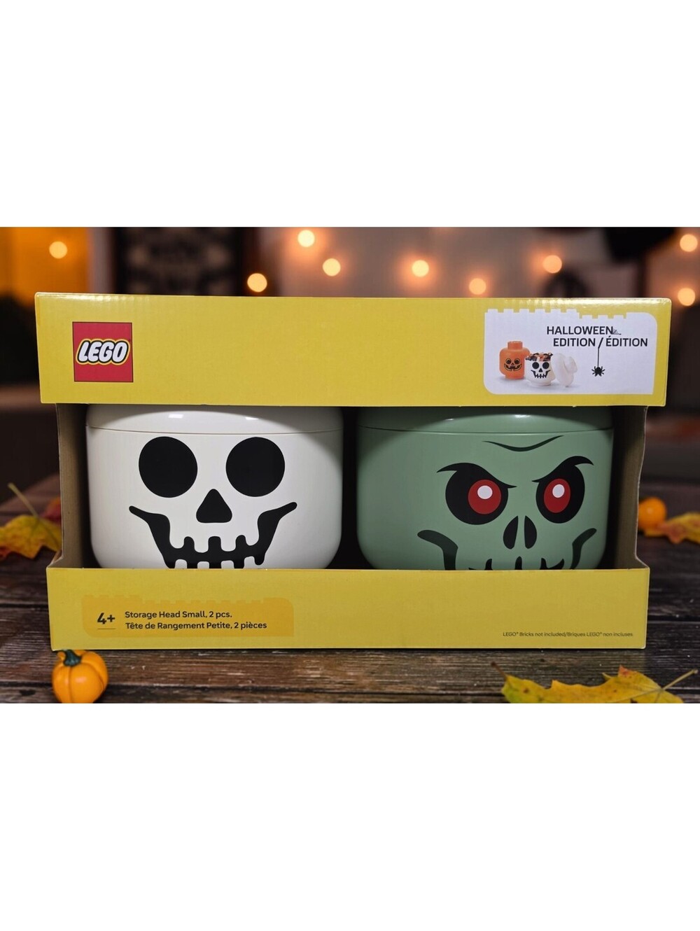 LEGO Halloween Monster Skeleton Storage Heads Small 2 Pc Spooky Skull NIB